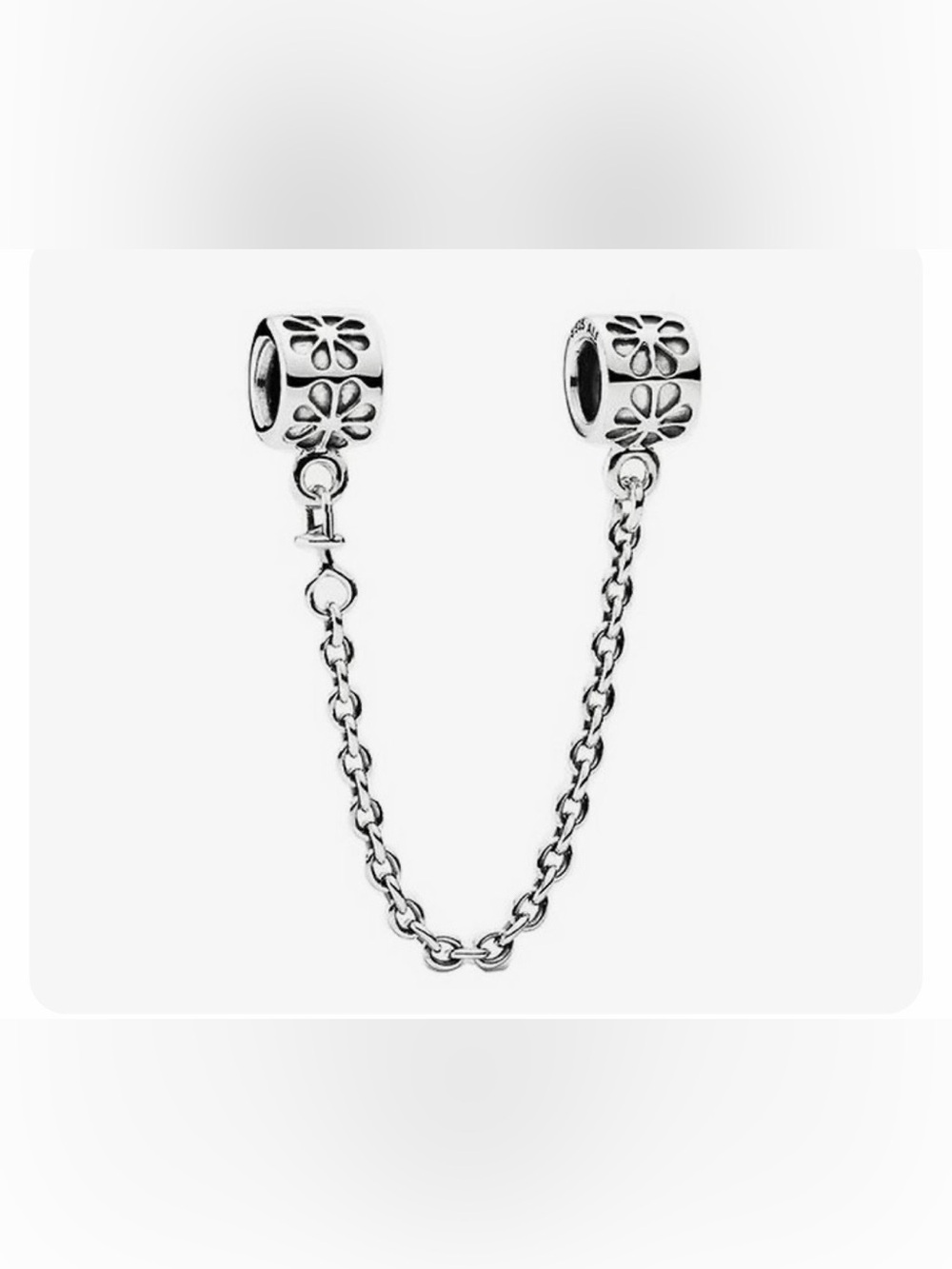Pandora Flower Charm with Safety Chain